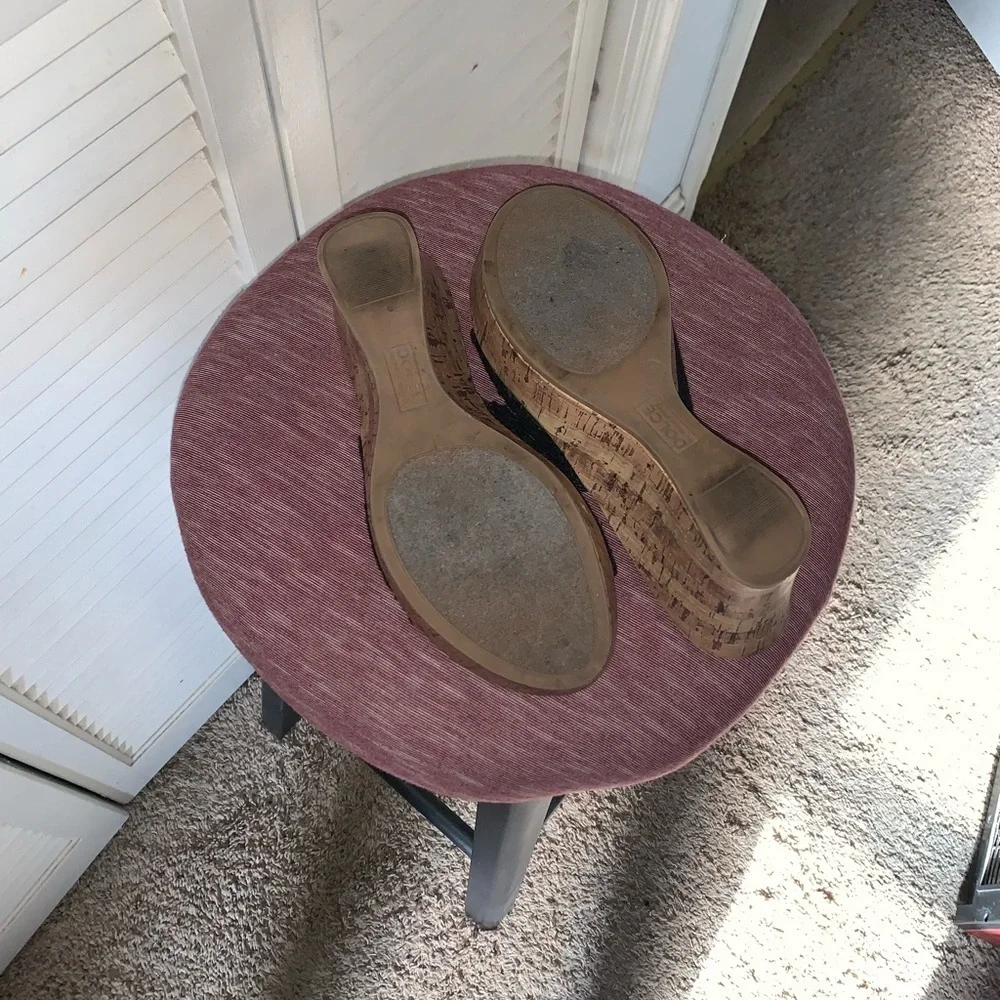 Dolce by Mojo Moxy “The Piper” Wedge Sandals Black and Cork 8.5 - Picture 5 of 8